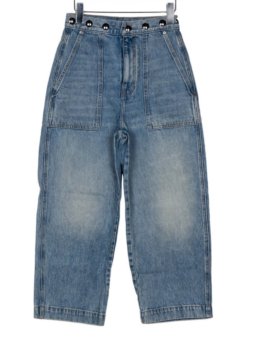 KHAITE studded wide leg cropped jean
